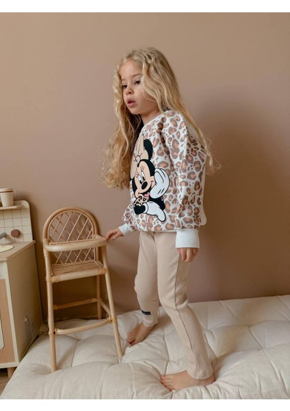 Yigit Butik Leopar Baskılı Taytlı Kız Çocuk Alt Üst Takım fırsatları