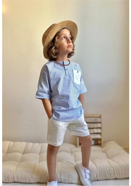 Çizgili Şortlu Erkek Çocuk Takım