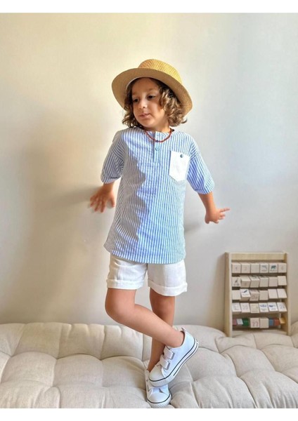 Yigit Butik Çizgili Şortlu Erkek Çocuk Takım