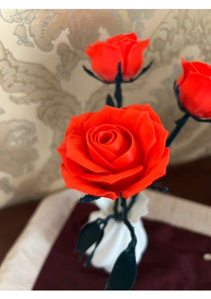 3D Baskılı Dekoratif Gül Seti - Vazo Dahil fırsatları
