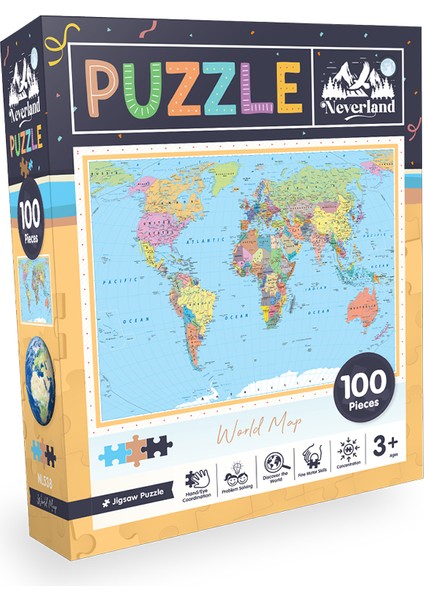 100 Parça Puzzle - World Map (Dünya Haritası)