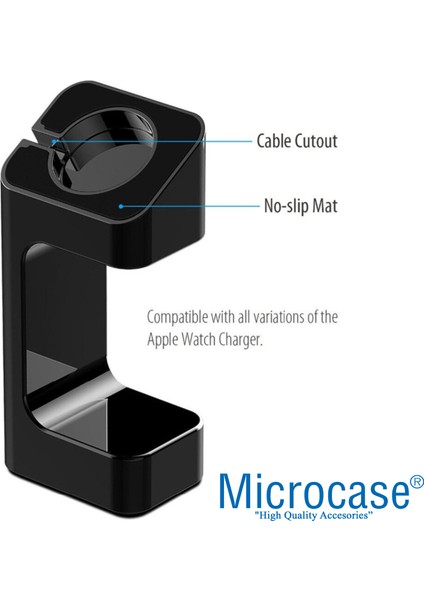 Apple Watch Series 10 42MM / 46 mm Için Masaüstü Şarj Standı Dock - AL3074 Siyah