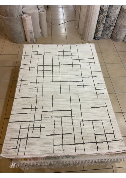 Karmen Halı Karmen Halı H01877 Cizgili Salon Halısı ( 160X230) -Krem fiyatları
