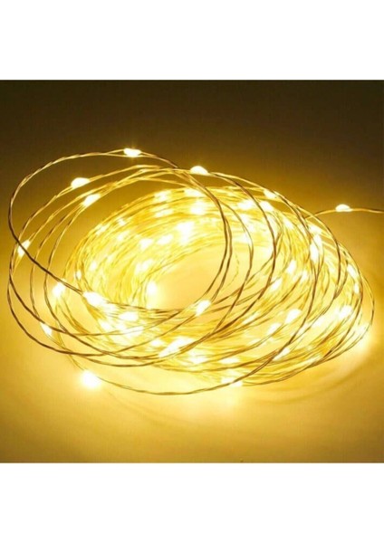 Günışığı/sarı 100'LÜ 10M Pilli LED Dekoratif Işık Zinciri LED