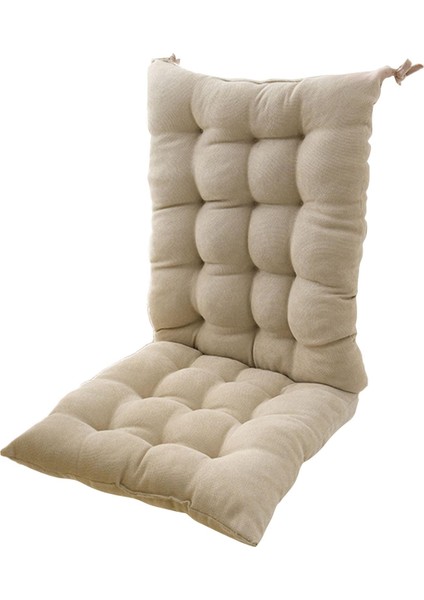 Yemek Sandalyeleri Için Sandalye Minderleri, Bağcıklı Polyester Yüksek Sırtlı Sandalye Minderleri, Koltuk Bej (Yurt Dışından)