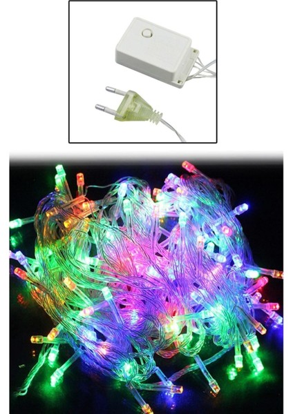 Renkli Işık Zinciri 10 Metre 100 Ledli 8 Fonksiyonlu Fişli Rgb LED Lamba