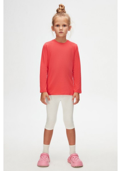 Nar Çiçeği Basic Unisex Çocuk Mevsimlik Sıfır Yaka Uzun Kollu Tişört