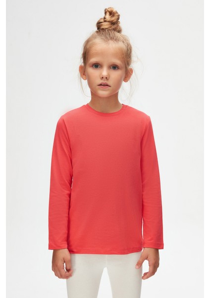 Nar Çiçeği Basic Unisex Çocuk Mevsimlik Sıfır Yaka Uzun Kollu Tişört fiyatları