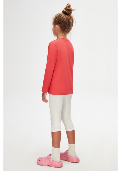 Nar Çiçeği Basic Unisex Çocuk Mevsimlik Sıfır Yaka Uzun Kollu Tişört fırsatları