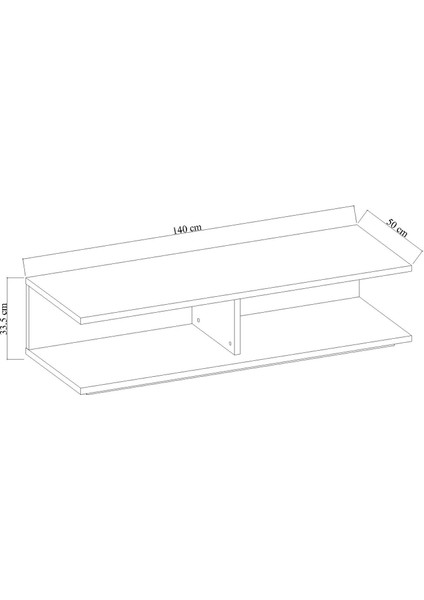 Sofya Kayın Tv Sehpası, 140x33x50 cm
