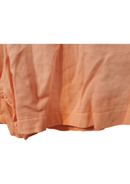 Kız Çocuk Somon Şort – Bürümcük Keten, Cepli, Lastikli ve Bağcıklı Yazlık fırsatları