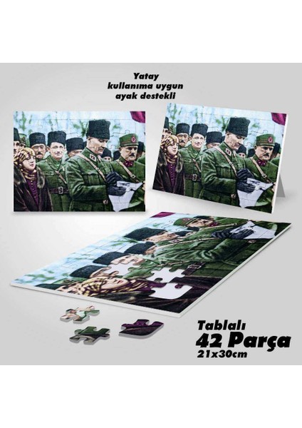 Asil Hobi Üniformalı Gazi Mustafa Kemal Atatürk Hitap -Yapboz- Ayak Destekli 42 Parça Puzzle
