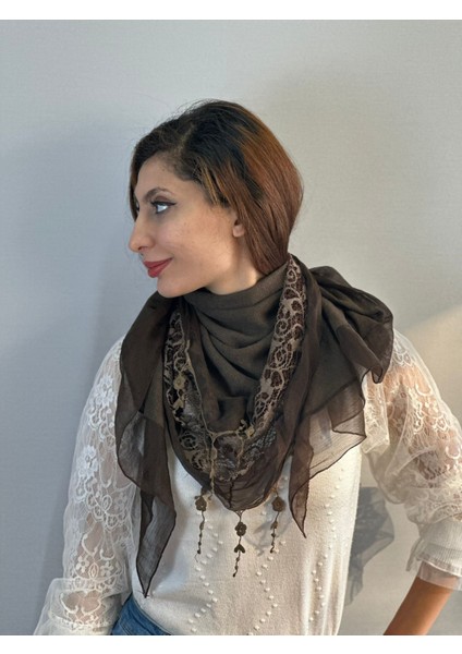 Triko Dantelli Fırfırlı Kadın Fular Şal 200X110 cm fiyatları