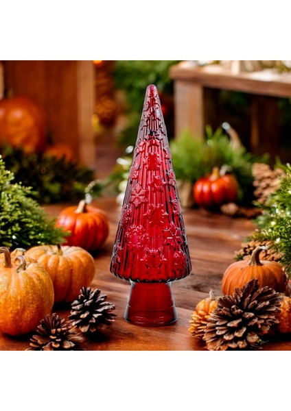 Cam Yılbaşı Ağacı Süsü 43 cm Kırmızı