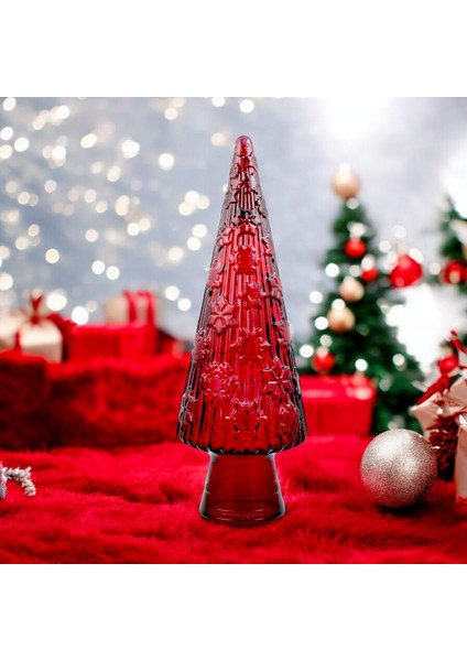 Cam Yılbaşı Ağacı Süsü 43 cm Kırmızı fiyatları