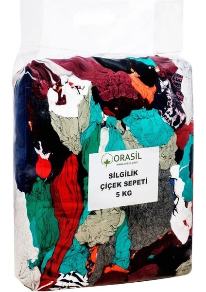 Silgi Bezi Silme Için Renkli Parça Bez Çiçek Sepeti 40 x 40 cm 5 kg