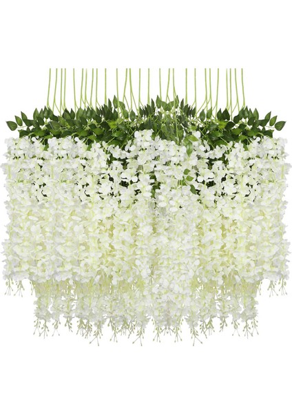 12 Paket (43,2 Ft) Yapay Wisteria Garland Düğün Dekoru (Beyaz) (Yurt Dışından)
