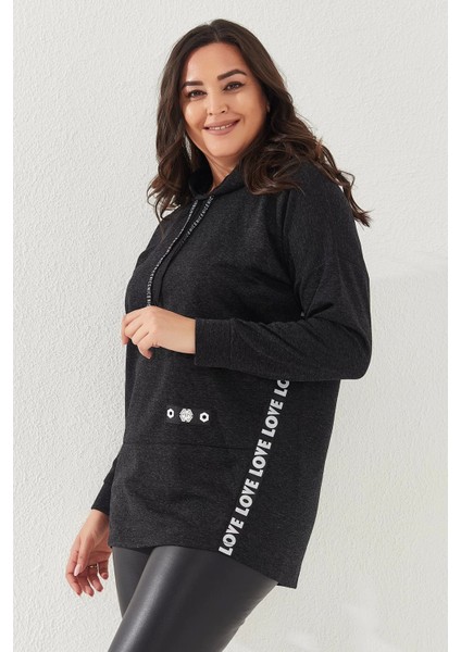 Kapüşonlu Büyük Beden Sweatshirt