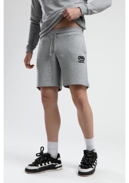 Malcolm Gri Örme Şort Nakışlı Standard Fit Erkek Örme Şort fiyatları