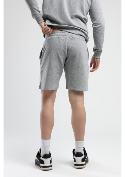 Malcolm Gri Örme Şort Nakışlı Standard Fit Erkek Örme Şort modelleri