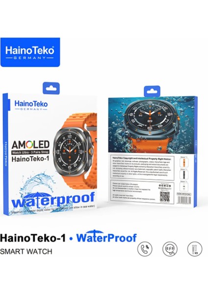 Haino Teko Germany 1 Waterproof Watch 10 Serisi Amoled Ekran Su Geçirmez 3 Kordonlu Akıllı Saat