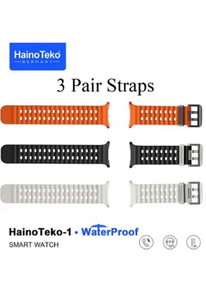 Haino Teko Germany 1 Waterproof Watch 10 Serisi Amoled Ekran Su Geçirmez 3 Kordonlu Akıllı Saat