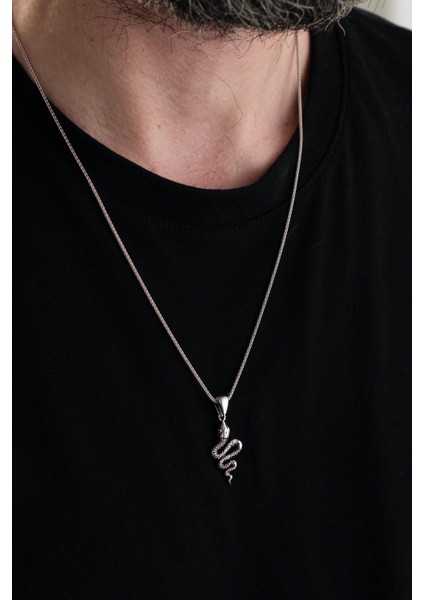 Gümüş Yılan Figürlü Erkek Kolye modelleri