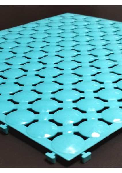 9 Adet 33 x 33 x 1,5 cm Ortopedik Plastik Yer Karosu, Geçkili Paspas, Islak Zemin Izgarası, Turkuaz Mavi