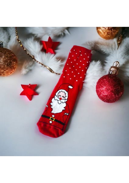 Yılbaşı Temalı Uzun Havlu Çorap Christmas Yeni Yıl