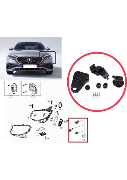 BHL572-1 Mercedes E Class W213 X213 W238 C238 A238 2016-2020 A2138202300 Için Sol Ön Far Ayak Tamir Seti modelleri