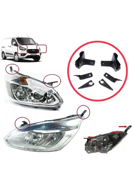 BHL571 Ford Transit Tourneo Custom Mk1 V362 2012-2018 BK2113D152BJ Için Sağ Sol Ön Far Ayak Tamir Seti modelleri