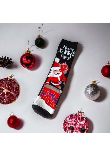 Yılbaşı Temalı Uzun Havlu Çorap Christmas Yeni Yıl