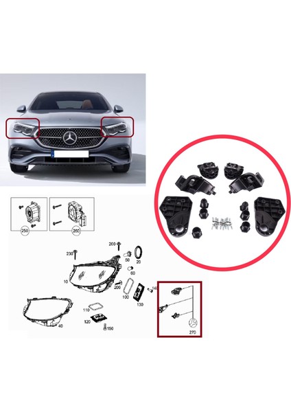 BHL572 Mercedes E Class W213 X213 W238 C238 A238 2016-2020 A2138202300 Için Sağ Sol Ön Far Ayak Tamir Seti modelleri