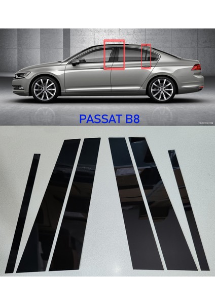 Passat B8 Kapı Direği Kaplama - Passat B8 Piano Black Aksesuar Kaplama Trim