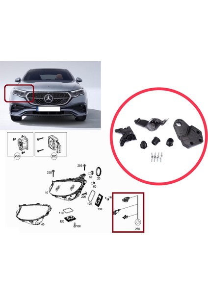 BHL572-2 Mercedes E Class W213 X213 W238 C238 A238 2016-2020 A2138202200 Için Sağ Ön Far Ayak Tamir Seti