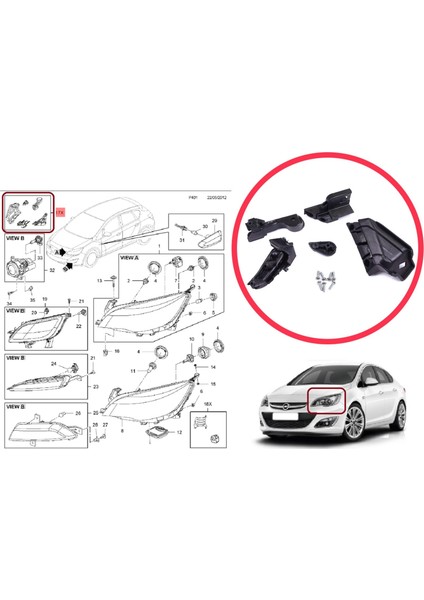 BHL573-1 Opel Astra J Mk4 P10 2009-2015 4/5 Kapı Gtc 2011-2018 13335737 Için Sol Ön Far Ayak Tamir Seti modelleri