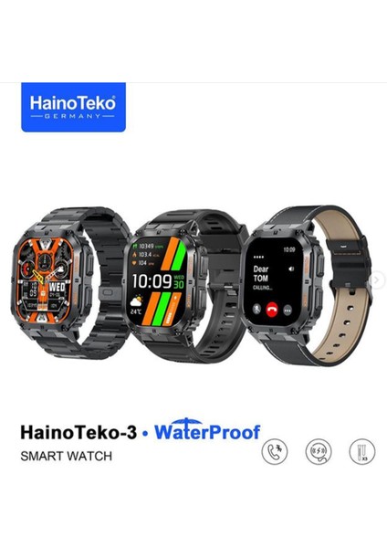 Haino Teko-3 Waterproof Amoled Ekran Su Geçirmez 3 Kordonlu Erkek Akıllı Saat