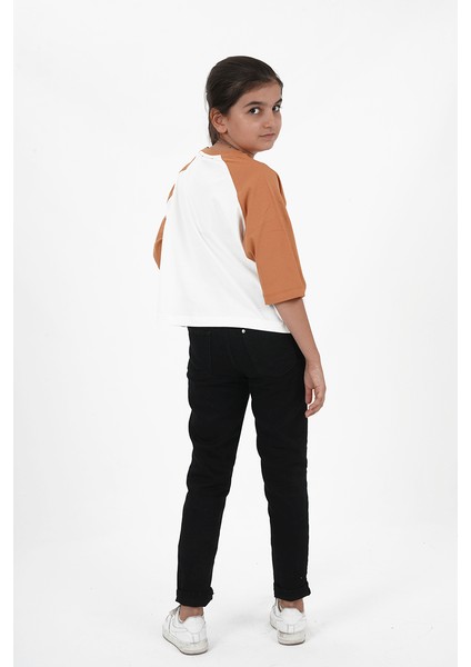 Kız Çocuk Baskılı Kısa Kol Bisiklet Yaka Sweatshirt fırsatları