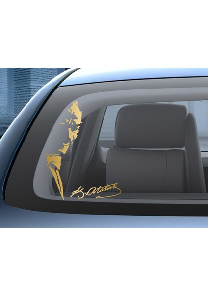 Atatürk Mustafa Kemal ve Imza Sticker Araba Oto Motosiklet Karavan Sticker Etiket 00627