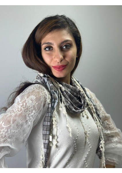 Çift Taraflı Desenli Kadın Fular Şal 170X40 cm