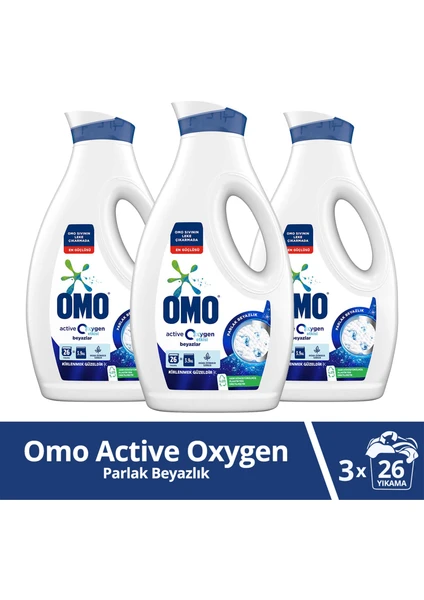 Active Oxygen Etkisi Sıvı Çamaşır Deterjanı Beyazlar İçin Leke Çıkarıcı 1690 ml x3