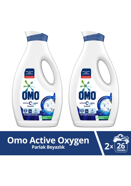 Active Oxygen Etkisi Sıvı Çamaşır Deterjanı Beyazlar İçin Leke Çıkarıcı 1690 ml x2