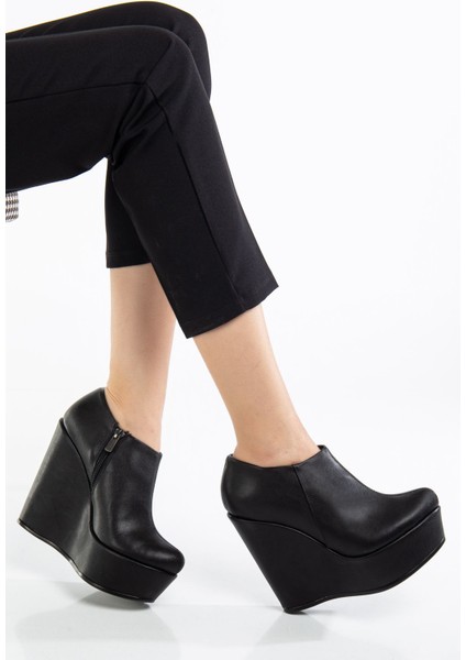 Gloria Siyah Cilt Dolgu Taban Platform Bot 12 cm