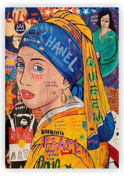 Inci Küpeli Kız Pop Art Ahşap Poster 20 x 29 cm