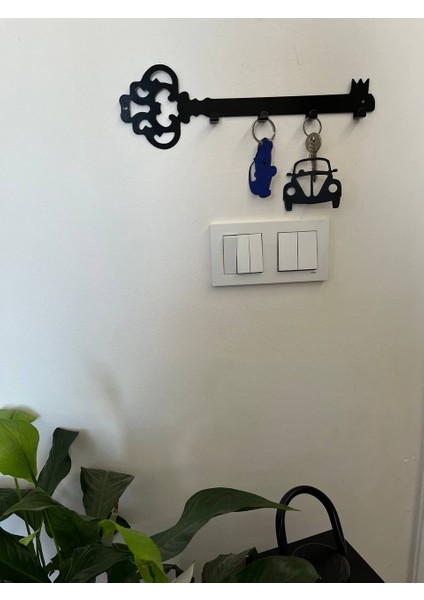 Metal Lazer Kesim Dekoratif Osmanlı Anahtar Desenli Anahtarlık Duvar Askılığı