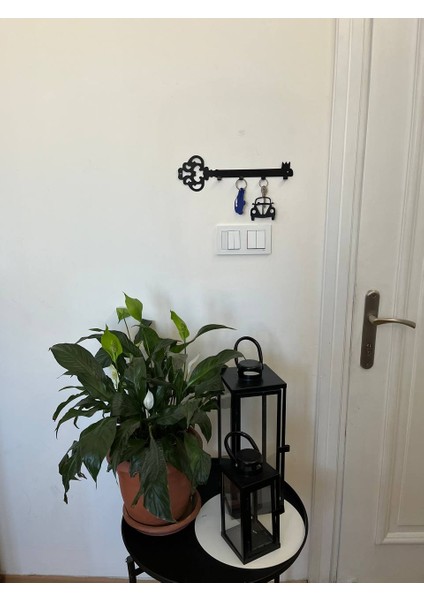 Metal Lazer Kesim Dekoratif Osmanlı Anahtar Desenli Anahtarlık Duvar Askılığı