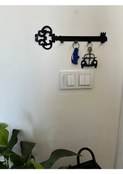 Metal Lazer Kesim Dekoratif Osmanlı Anahtar Desenli Anahtarlık Duvar Askılığı