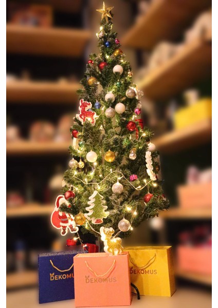 BÜYÜK BOY ÇAM AĞACI SETİ 51 PARÇA SÜSLER DAHİL "YENİ YIL&MERRY CHRISTMAS" SERİSİ