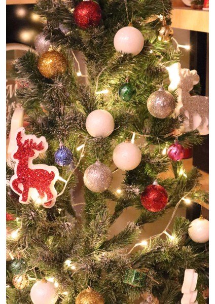 BÜYÜK BOY ÇAM AĞACI SETİ 51 PARÇA SÜSLER DAHİL "YENİ YIL&MERRY CHRISTMAS" SERİSİ modelleri