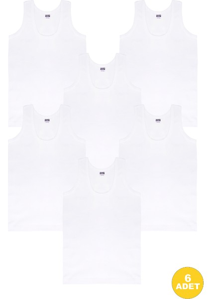 Erkek Çocuk Ribana Pamuk Beyaz Premium Atlet 6'lı Paket